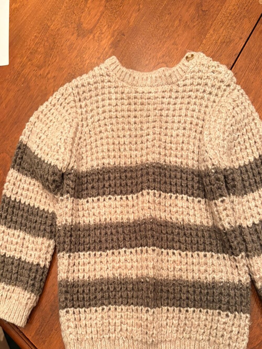 La Redoute Striped Chunky Knit Sweater, Oatmeal/Gray, Size 3Y